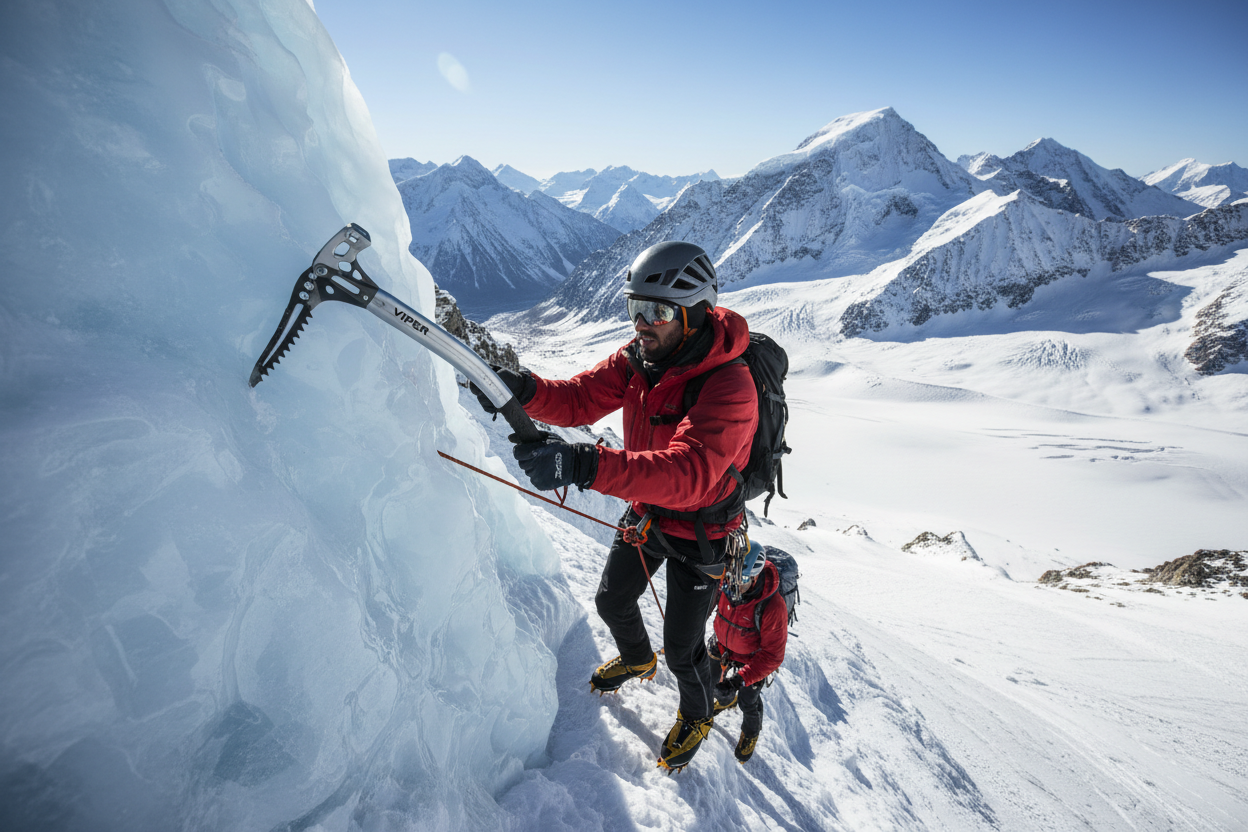 Viper Ice Tool with men in mountani